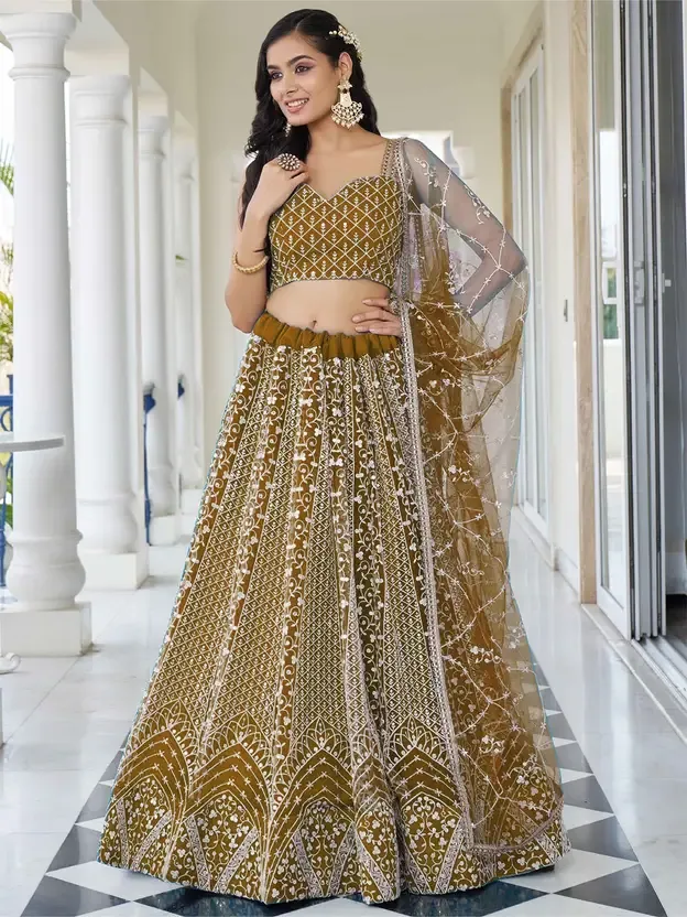 Embroidered Semi Stitched Lehenga Choli 5 yellow.webp